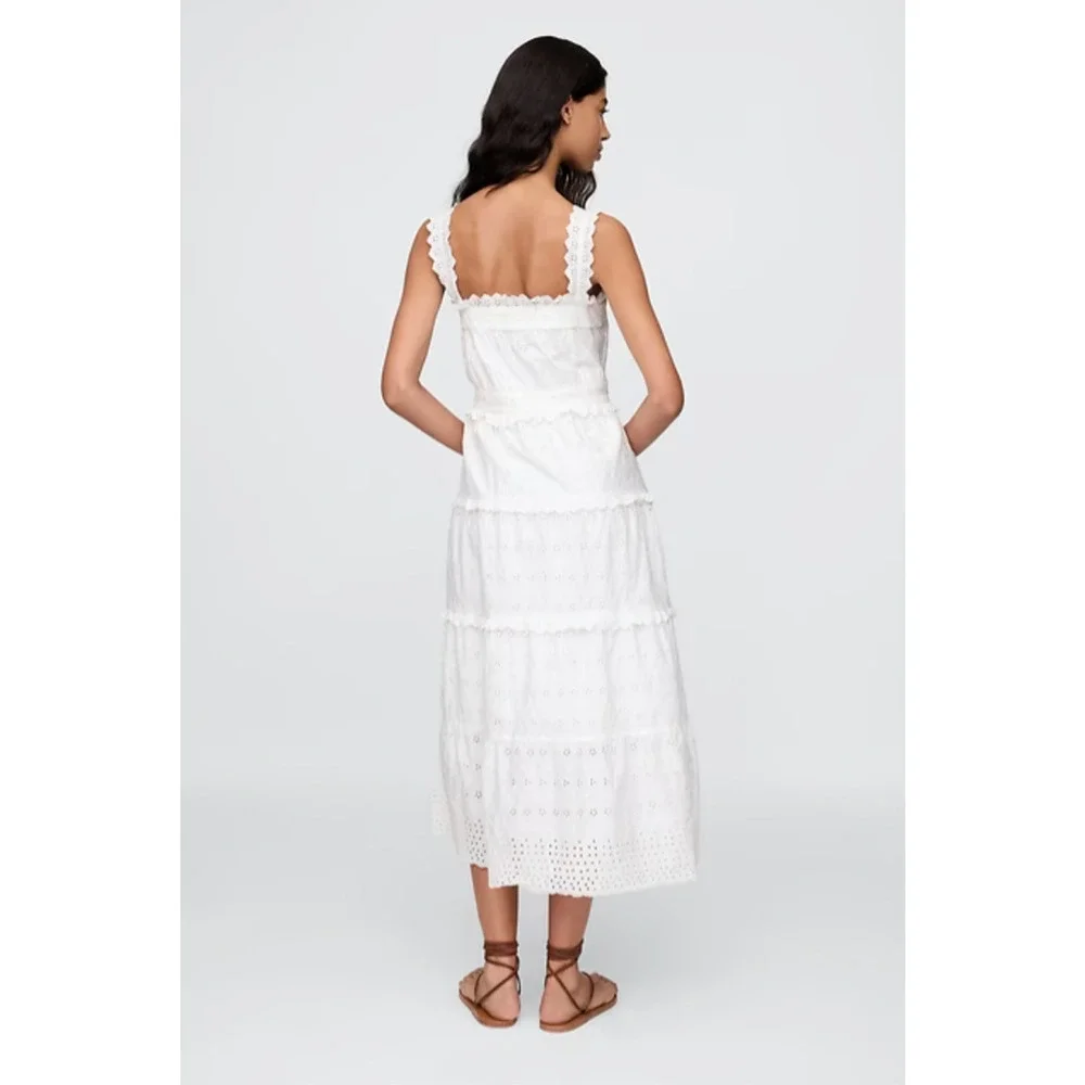 NWT Gap × DÔEN White Eyelet Midi Dress - Medium - Picture 3 of 8